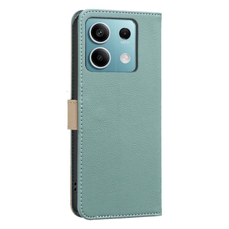 For Redmi Note 13 5G Splicing Color Hollow Flower Pattern RFID Leather Phone Case