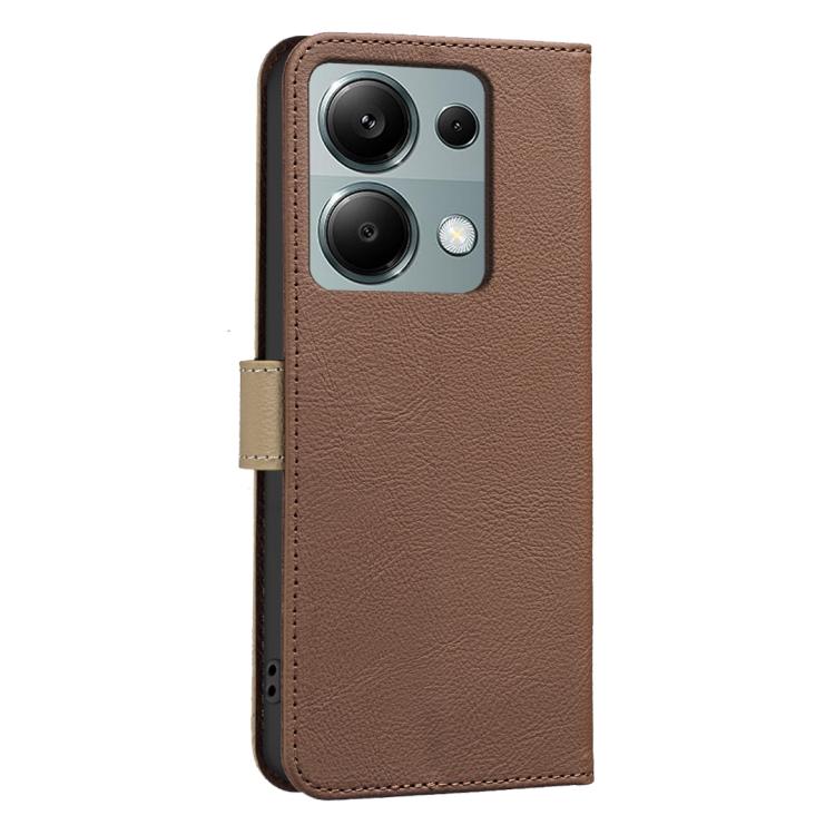 For Redmi Note 13 Pro 4G Splicing Color Hollow Flower Pattern RFID Leather Phone Case