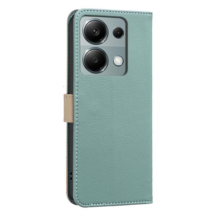 For Redmi Note 13 Pro 4G Splicing Color Hollow Flower Pattern RFID Leather Phone Case