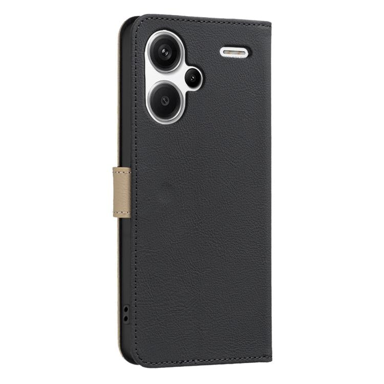 For Redmi Note 13 Pro+ 5G Splicing Color Hollow Flower Pattern RFID Leather Phone Case