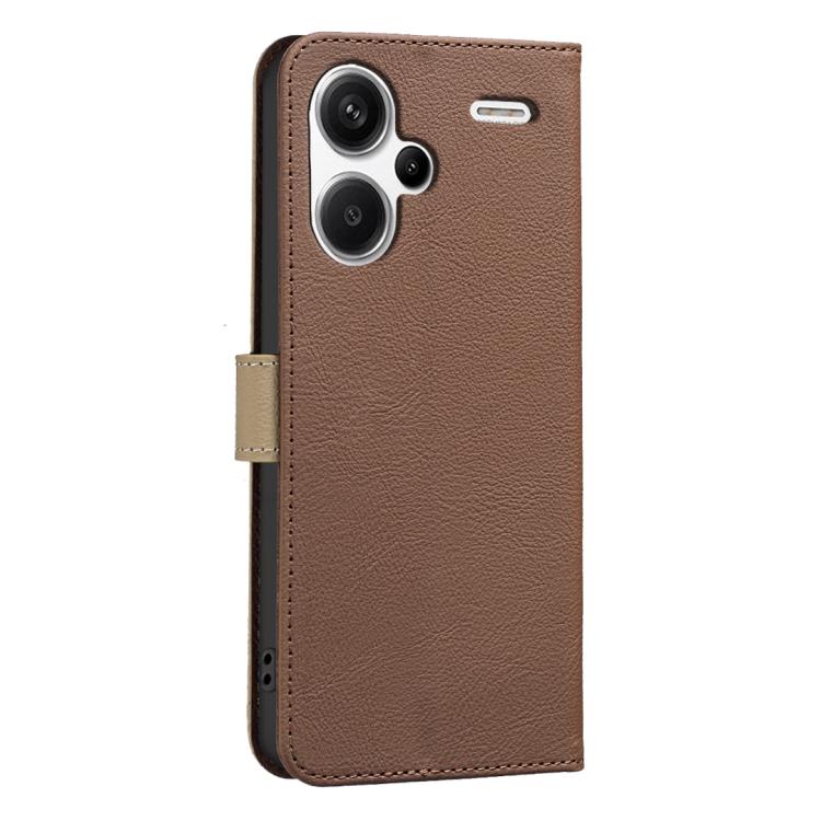 For Redmi Note 13 Pro+ 5G Splicing Color Hollow Flower Pattern RFID Leather Phone Case