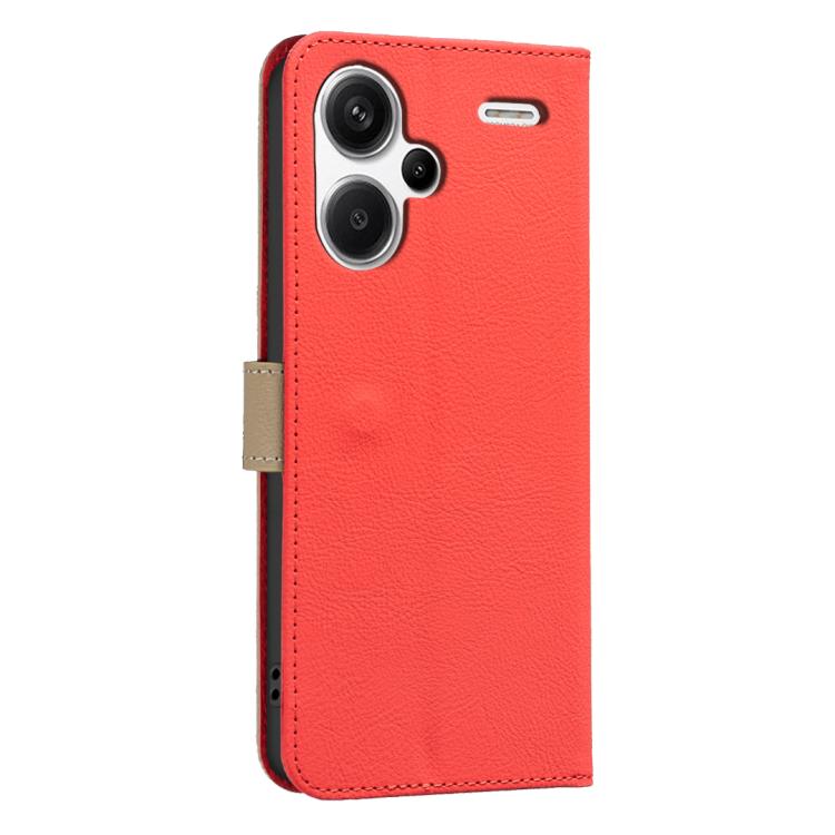 For Redmi Note 13 Pro+ 5G Splicing Color Hollow Flower Pattern RFID Leather Phone Case