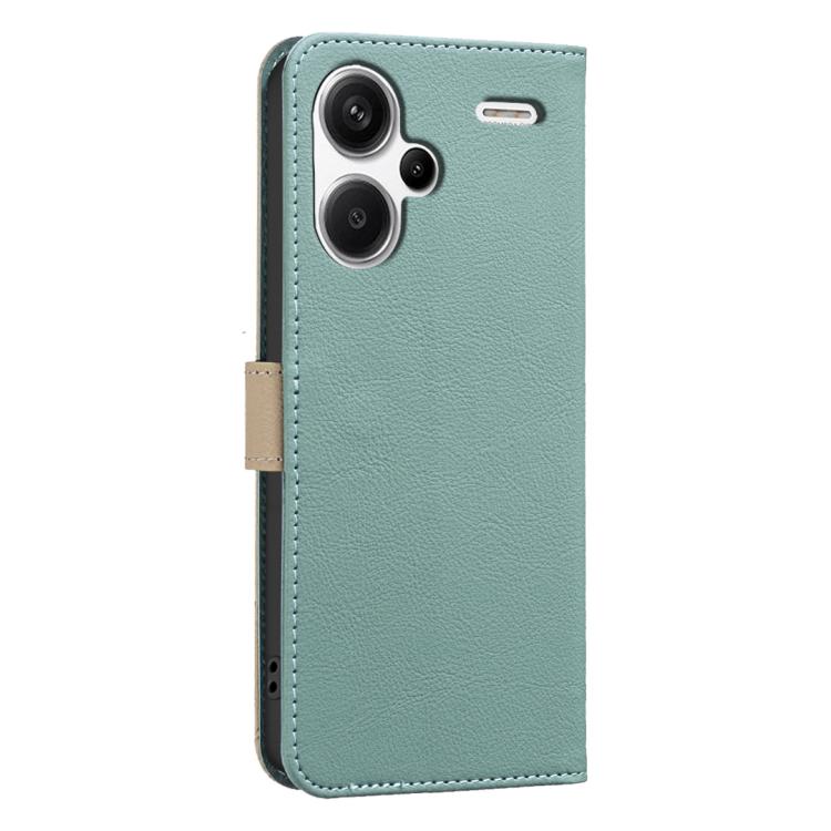 For Redmi Note 13 Pro+ 5G Splicing Color Hollow Flower Pattern RFID Leather Phone Case