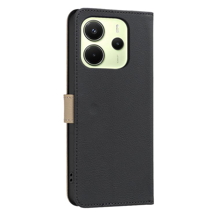 For Redmi Note 14 4G 163.25mm Splicing Color Hollow Flower Pattern RFID Leather Phone Case