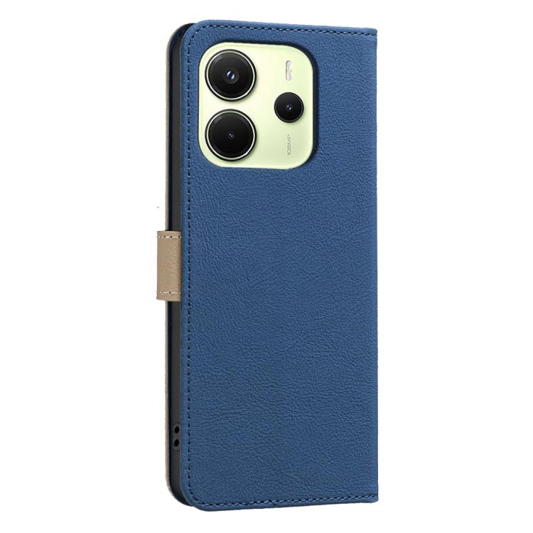 For Redmi Note 14 4G 163.25mm Splicing Color Hollow Flower Pattern RFID Leather Phone Case