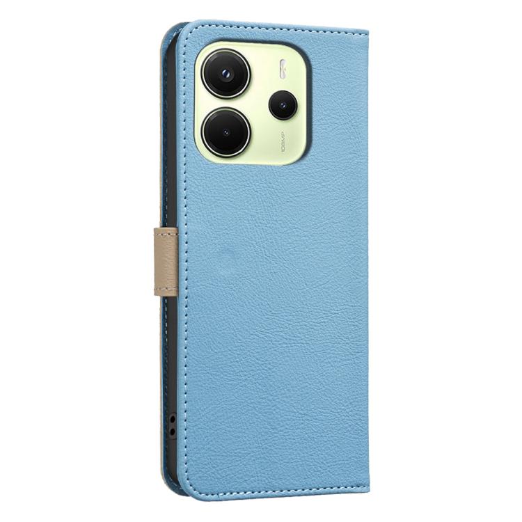 For Redmi Note 14 4G 163.25mm Splicing Color Hollow Flower Pattern RFID Leather Phone Case