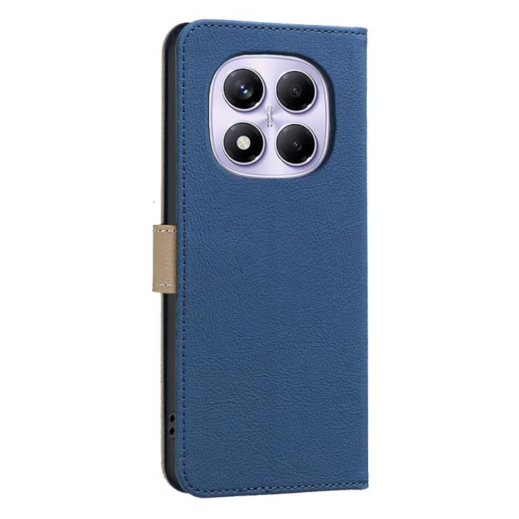 For Redmi Note 14 Pro 4G Splicing Color Hollow Flower Pattern RFID Leather Phone Case