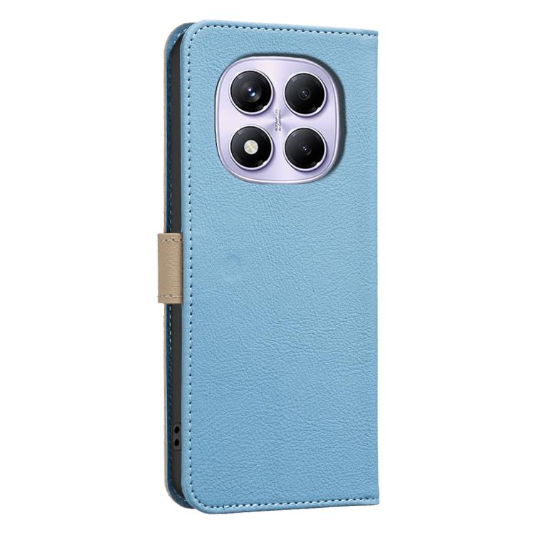 For Redmi Note 14 Pro 4G Splicing Color Hollow Flower Pattern RFID Leather Phone Case