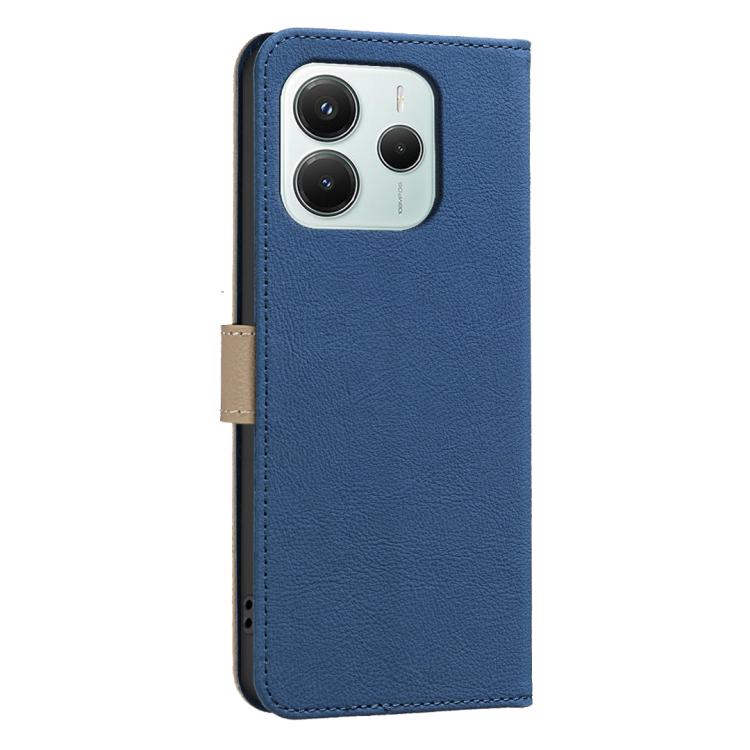 For Redmi Note 14 5G Splicing Color Hollow Flower Pattern RFID Leather Phone Case