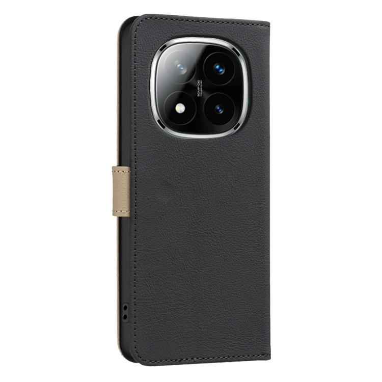 For Redmi Note 14 Pro 5G / 14 Pro+ 5G Splicing Color Hollow Flower Pattern RFID Leather Phone Case