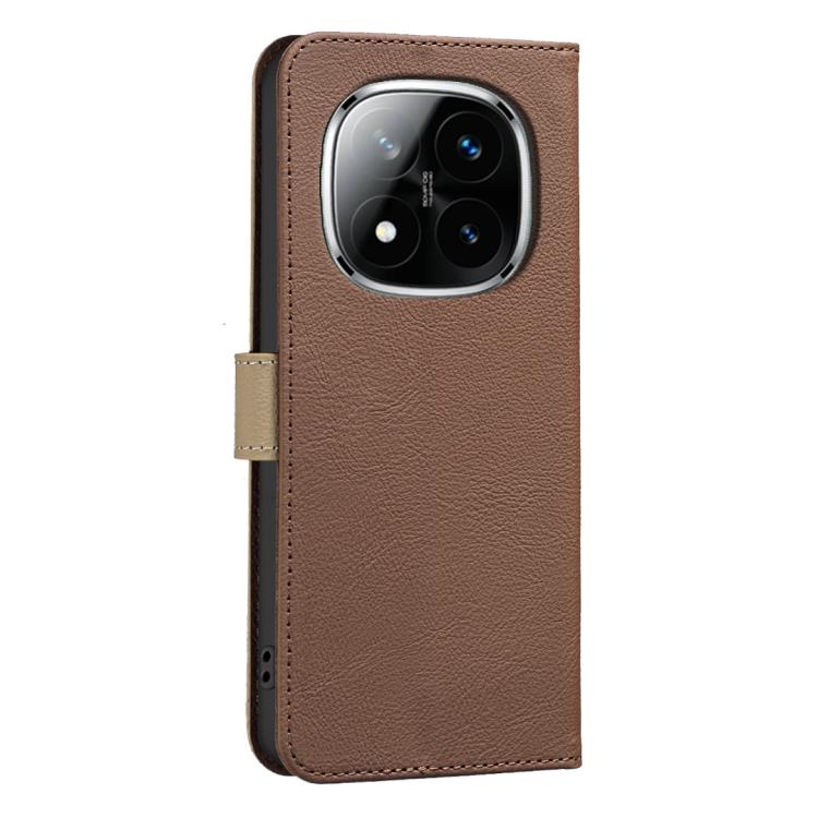 For Redmi Note 14 Pro 5G / 14 Pro+ 5G Splicing Color Hollow Flower Pattern RFID Leather Phone Case