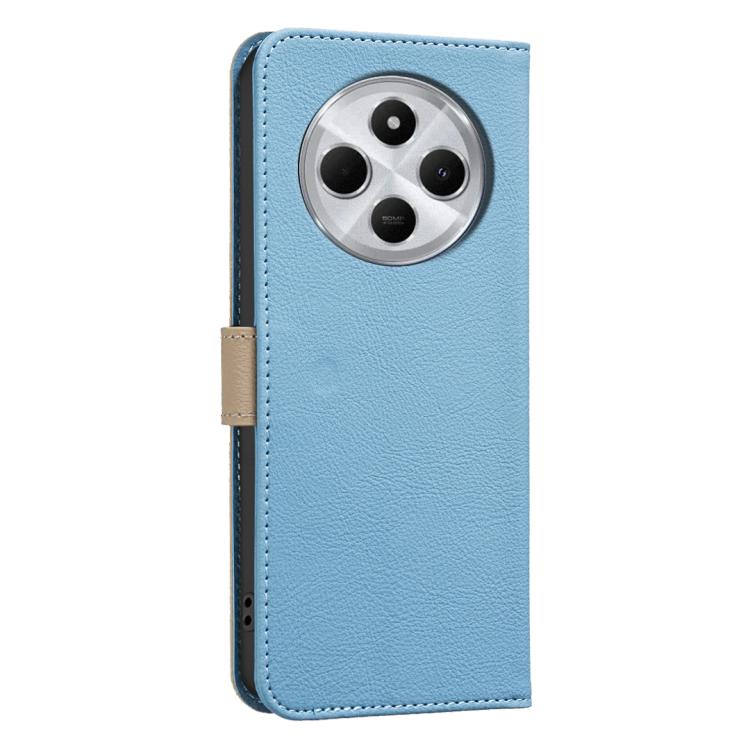 For Redmi 14C Splicing Color Hollow Flower Pattern RFID Leather Phone Case