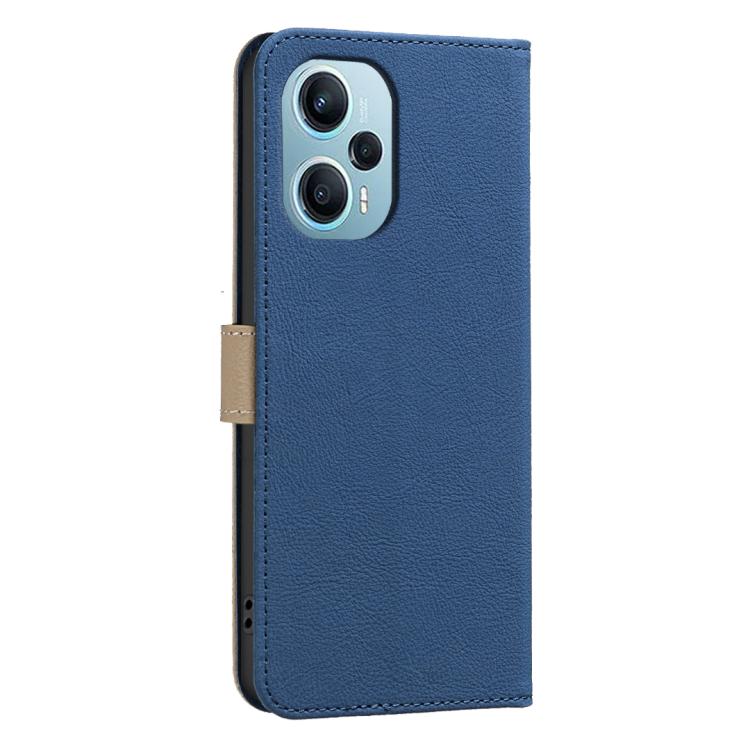 For Redmi Note 12 Turbo Splicing Color Hollow Flower Pattern RFID Leather Phone Case