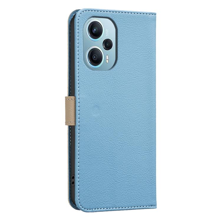 For Redmi Note 12 Turbo Splicing Color Hollow Flower Pattern RFID Leather Phone Case