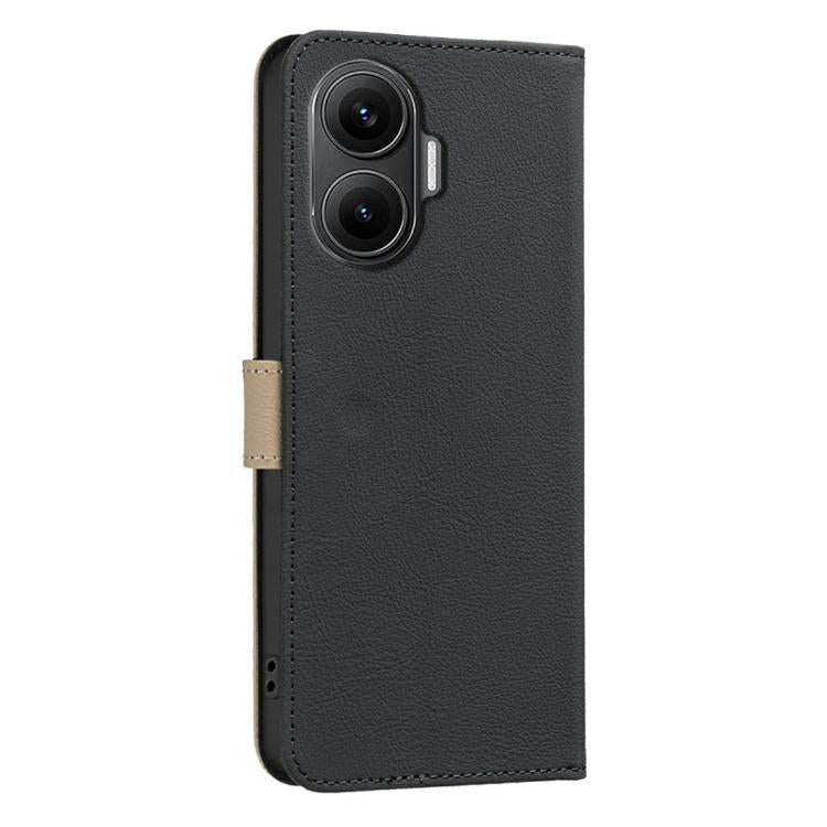 For Redmi Turbo 4 Pro Splicing Color Hollow Flower Pattern RFID Leather Phone Case
