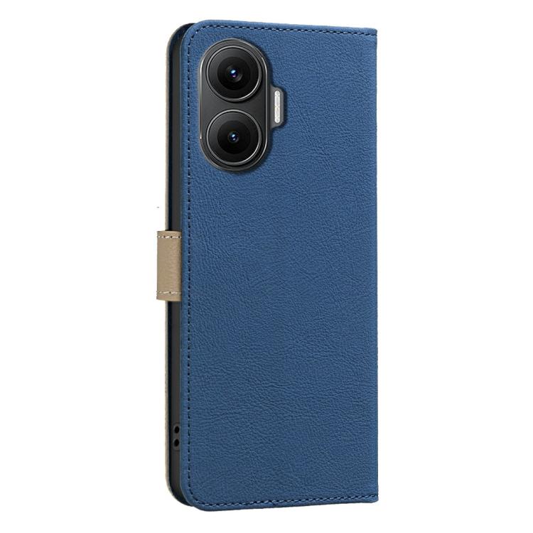 For Redmi Turbo 4 Pro Splicing Color Hollow Flower Pattern RFID Leather Phone Case