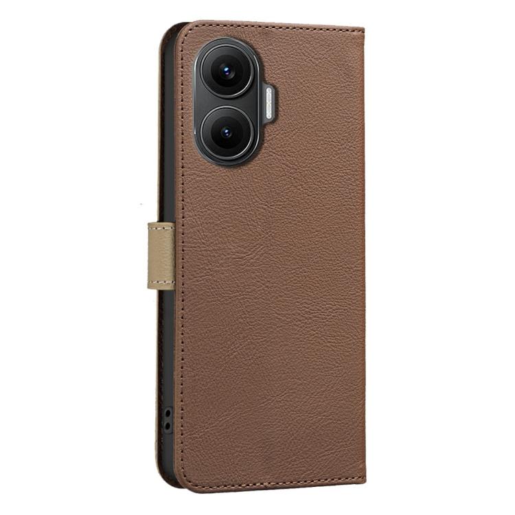For Redmi Turbo 4 Pro Splicing Color Hollow Flower Pattern RFID Leather Phone Case
