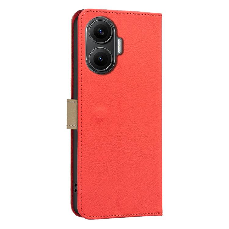 For Redmi Turbo 4 Pro Splicing Color Hollow Flower Pattern RFID Leather Phone Case