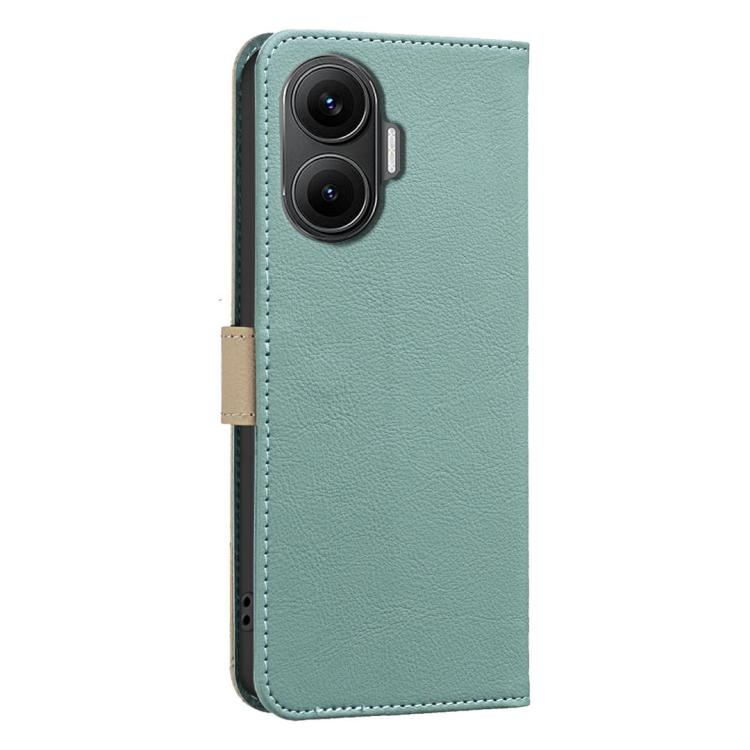 For Redmi Turbo 4 Pro Splicing Color Hollow Flower Pattern RFID Leather Phone Case