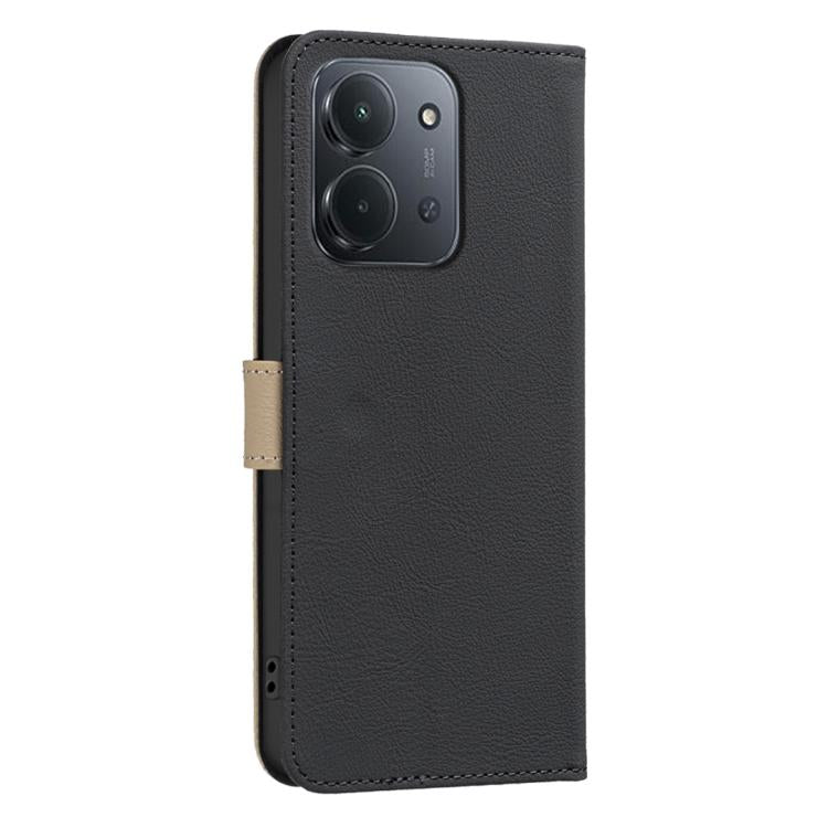 For Redmi 15C 5G/4G EU 173mm/Poco C85 5G Splicing Color Hollow Flower Pattern RFID Leather Phone Case