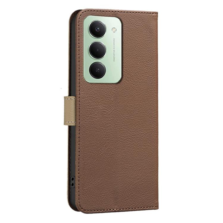 For Redmi 15 5G Global/15 4G SEA 169.5mm Splicing Color Hollow Flower Pattern RFID Leather Phone Case