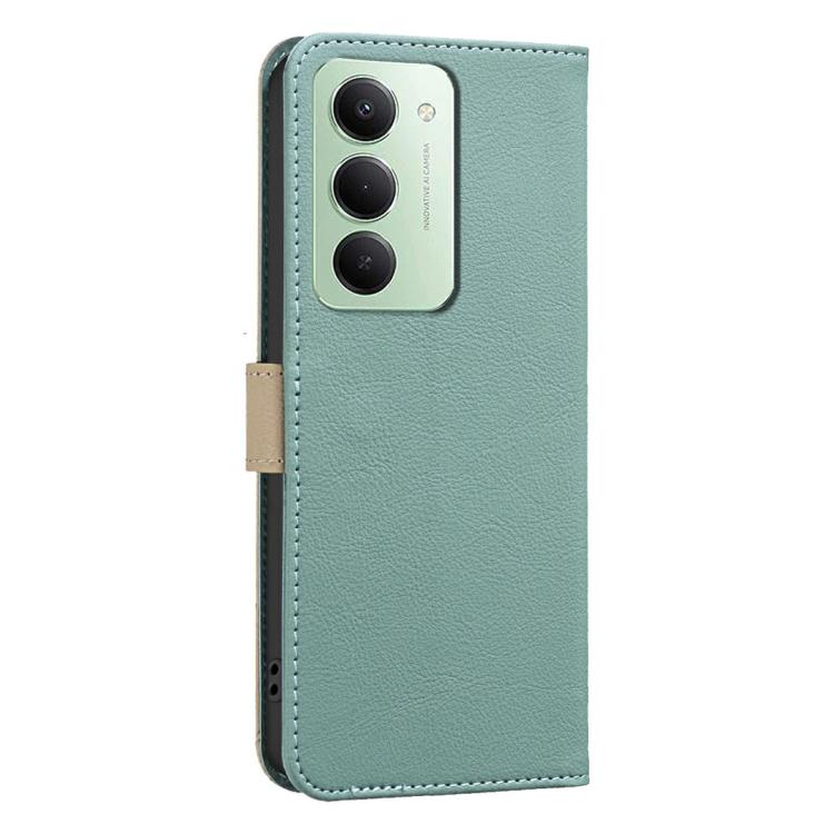 For Redmi 15 5G Global/15 4G SEA 169.5mm Splicing Color Hollow Flower Pattern RFID Leather Phone Case