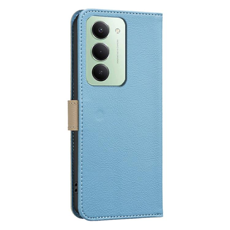 For Redmi 15 5G Global/15 4G SEA 169.5mm Splicing Color Hollow Flower Pattern RFID Leather Phone Case
