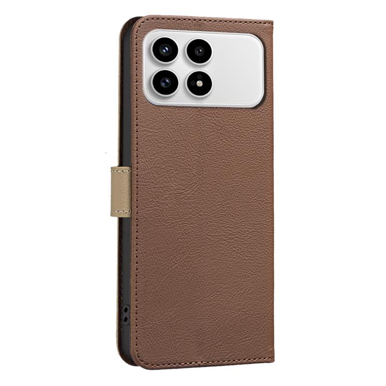 For Redmi K90/Poco F8 Pro Splicing Color Hollow Flower Pattern RFID Leather Phone Case