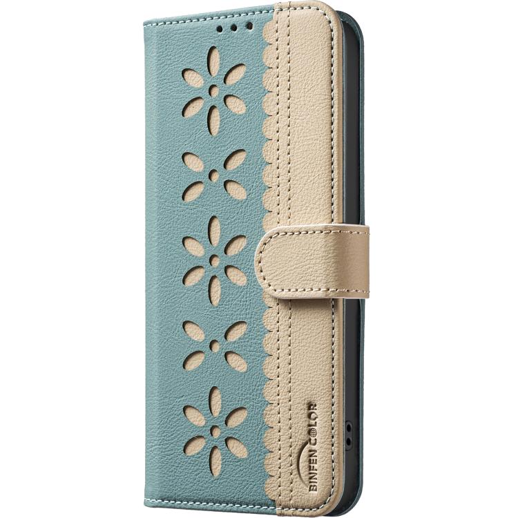 For Redmi Note 15 5G Global 164mm Splicing Color Hollow Flower Pattern RFID Leather Phone Case