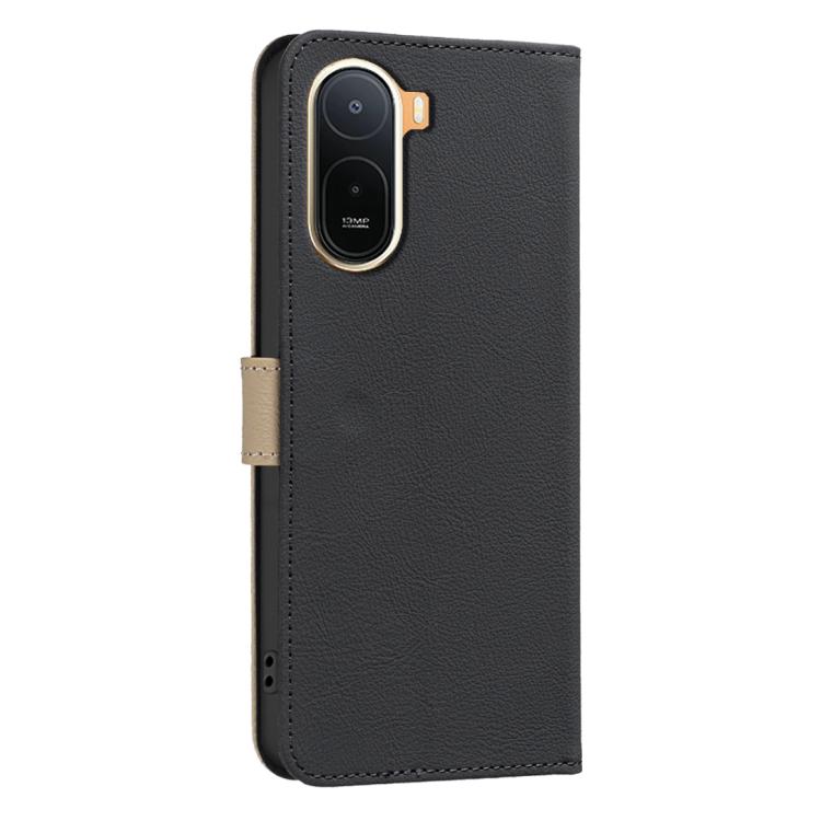 For Redmi A7 Pro 171mm / Poco C85x 5G Splicing Color Hollow Flower Pattern RFID Leather Phone Case