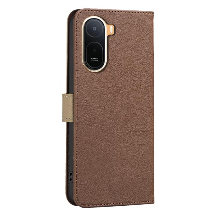For Redmi A7 Pro 171mm / Poco C85x 5G Splicing Color Hollow Flower Pattern RFID Leather Phone Case