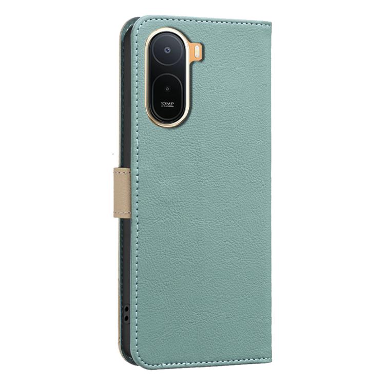 For Redmi A7 Pro 171mm / Poco C85x 5G Splicing Color Hollow Flower Pattern RFID Leather Phone Case