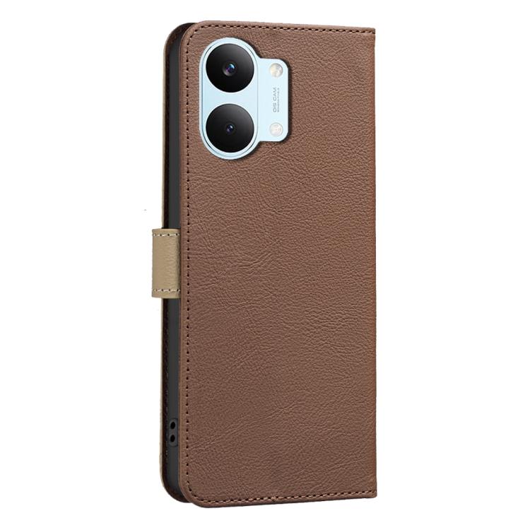 For Redmi Tubo 5 Max / Poco X8 Pro Max Splicing Color Hollow Flower Pattern RFID Leather Phone Case