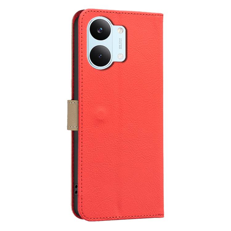For Redmi Tubo 5 Max / Poco X8 Pro Max Splicing Color Hollow Flower Pattern RFID Leather Phone Case