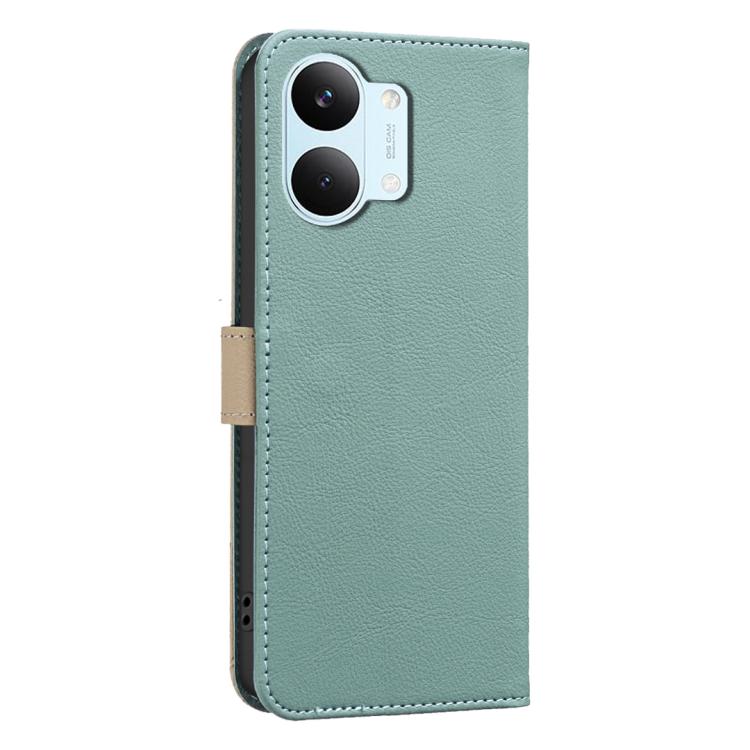 For Redmi Tubo 5 Max / Poco X8 Pro Max Splicing Color Hollow Flower Pattern RFID Leather Phone Case