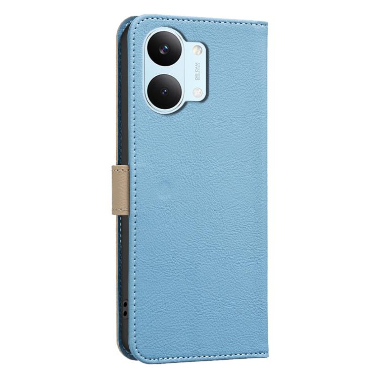 For Redmi Tubo 5 Max / Poco X8 Pro Max Splicing Color Hollow Flower Pattern RFID Leather Phone Case