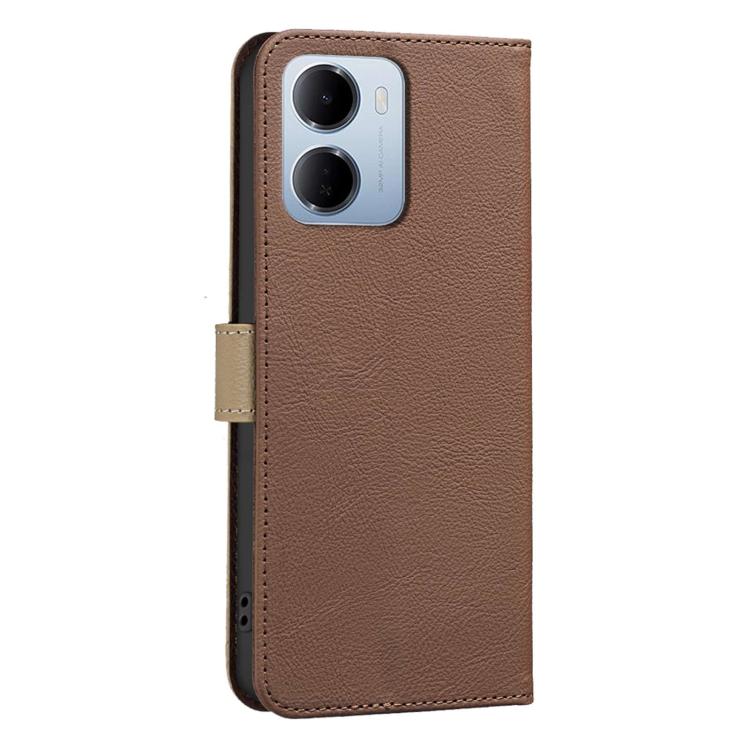 For Redmi 15a 5G Splicing Color Hollow Flower Pattern RFID Leather Phone Case