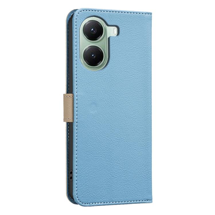 For Xiaomi Poco X7 Pro Splicing Color Hollow Flower Pattern RFID Leather Phone Case