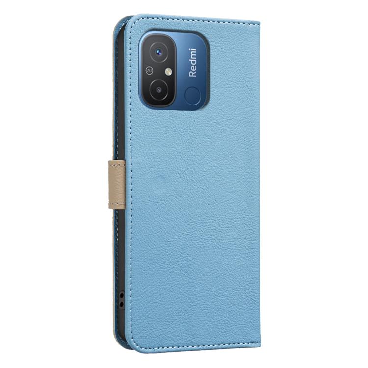 For Xiaomi Poco C55 Splicing Color Hollow Flower Pattern RFID Leather Phone Case