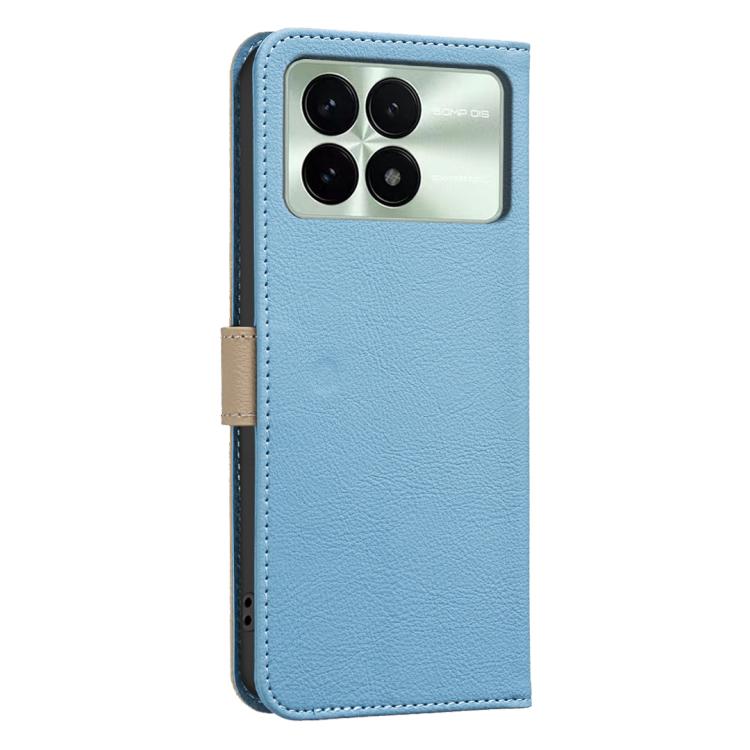 For Xiaomi Poco F6 Pro 5G Splicing Color Hollow Flower Pattern RFID Leather Phone Case
