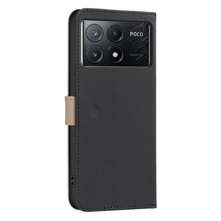 For Xiaomi Poco X6 Pro 5G Splicing Color Hollow Flower Pattern RFID Leather Phone Case