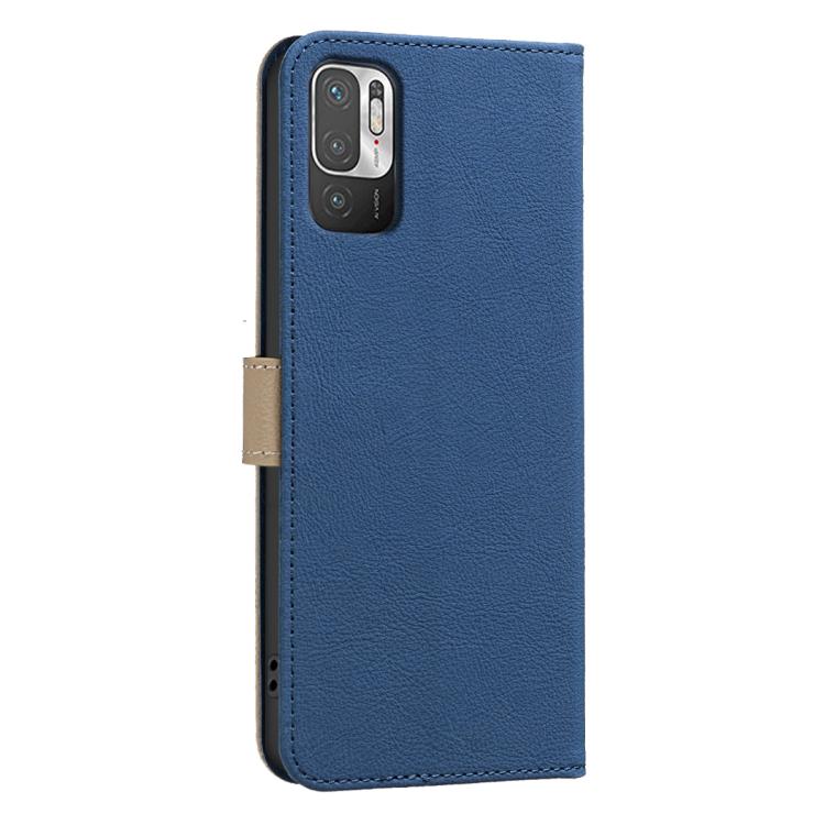 For Xiaomi Poco M3 Pro Splicing Color Hollow Flower Pattern RFID Leather Phone Case