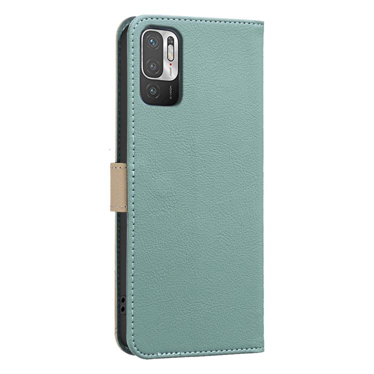 For Xiaomi Poco M3 Pro Splicing Color Hollow Flower Pattern RFID Leather Phone Case