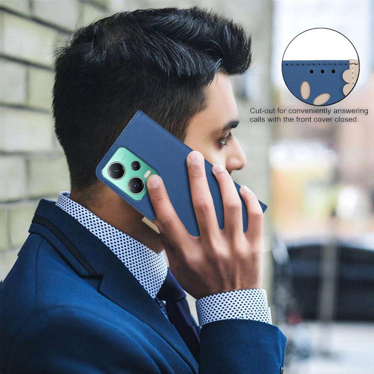 For Xiaomi Poco X5 Splicing Color Hollow Flower Pattern RFID Leather Phone Case