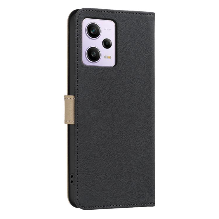 For Xiaomi Poco X5 Pro Splicing Color Hollow Flower Pattern RFID Leather Phone Case