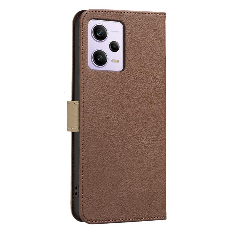 For Xiaomi Poco X5 Pro Splicing Color Hollow Flower Pattern RFID Leather Phone Case