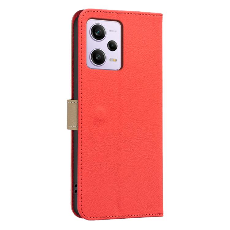 For Xiaomi Poco X5 Pro Splicing Color Hollow Flower Pattern RFID Leather Phone Case