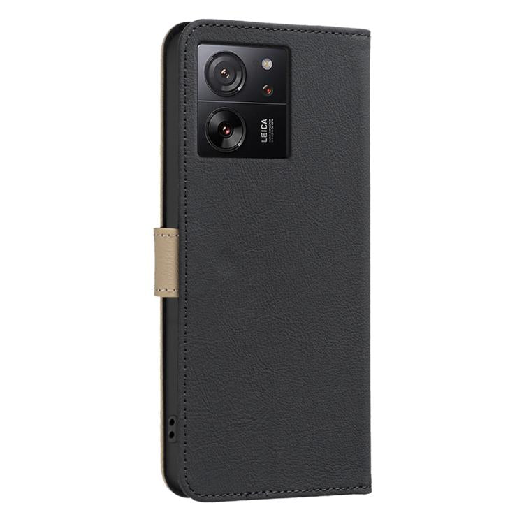 For Xiaomi 13T Splicing Color Hollow Flower Pattern RFID Leather Phone Case
