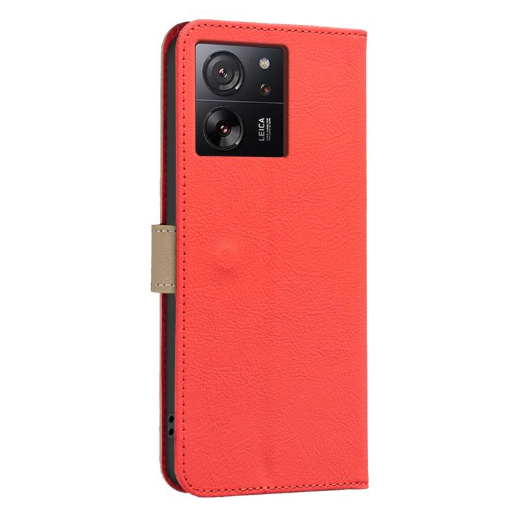 For Xiaomi 13T Splicing Color Hollow Flower Pattern RFID Leather Phone Case