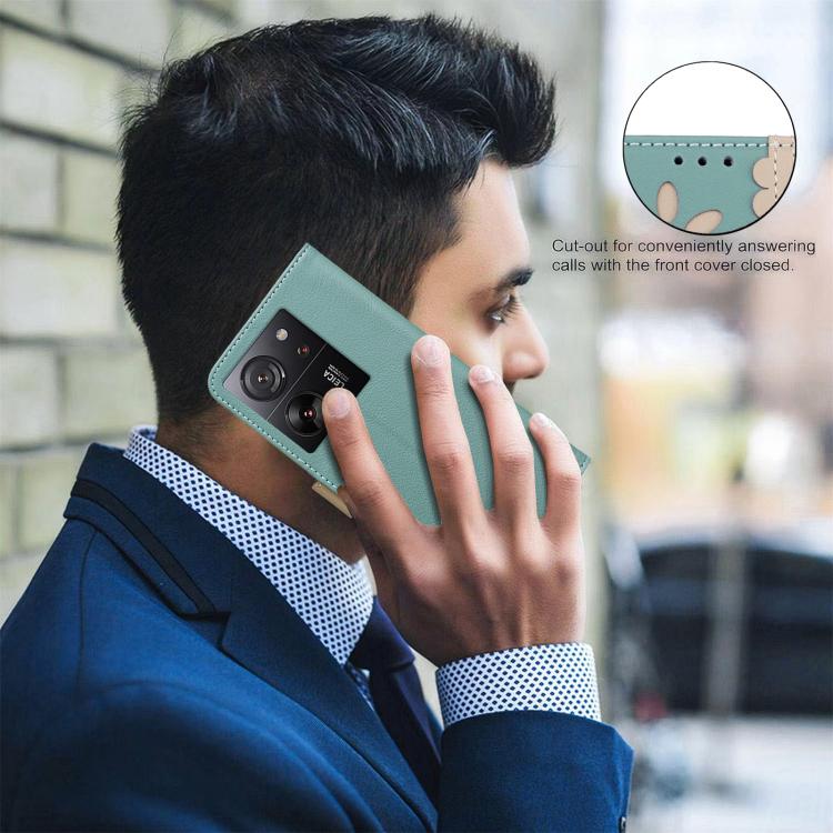 For Xiaomi 13T Splicing Color Hollow Flower Pattern RFID Leather Phone Case